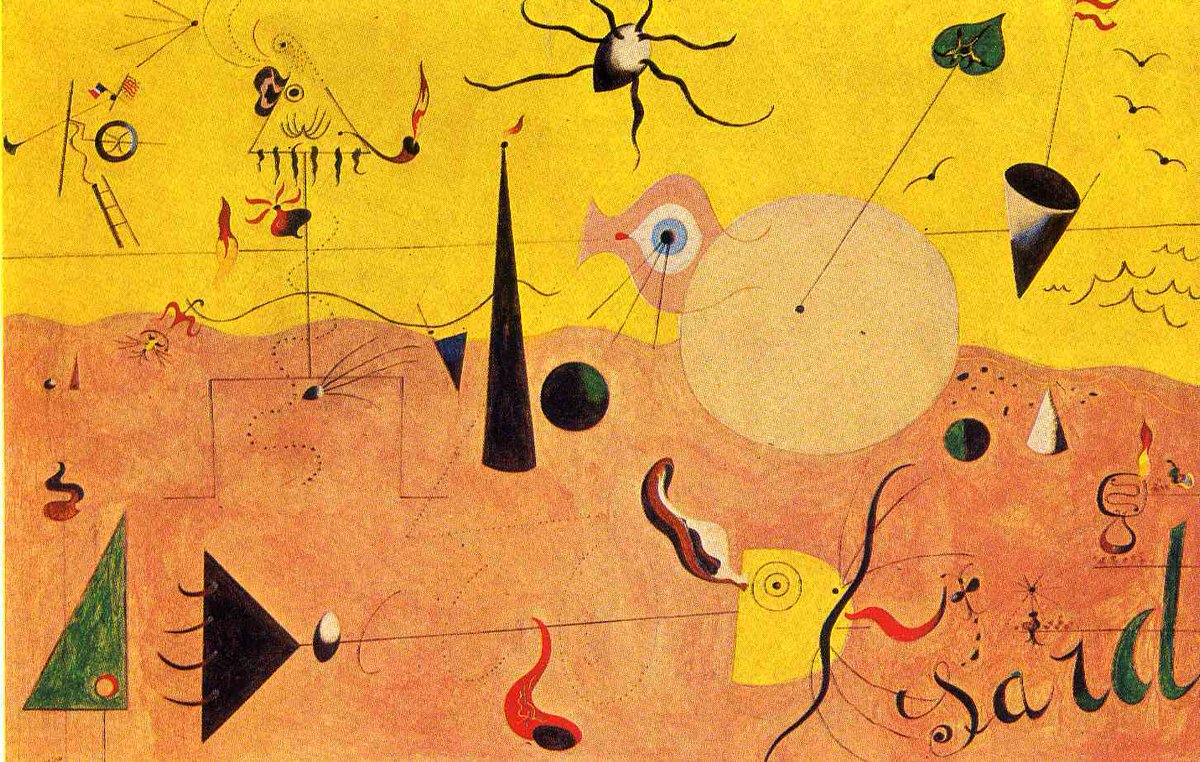 Catalan Landscape (The Hunter) wikiart.org/en/joan-miro/c…