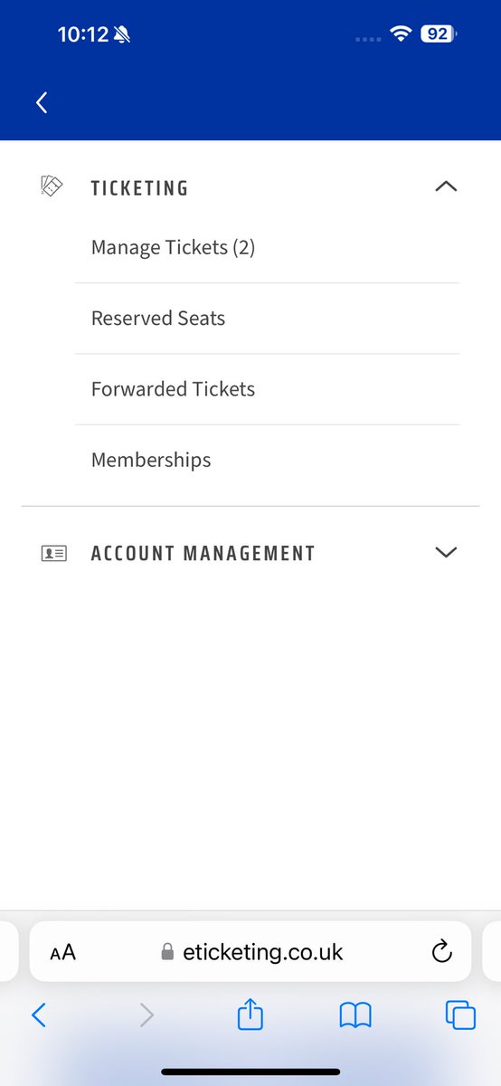 ScottJohn19's tweet photo. @Craigutg Is it not appearing on the reserved seats part on the account as this was the only way I could buy my ticket for the game yesterday? If not then I don’t know sorry. https://t.co/RSRWnWqcB0