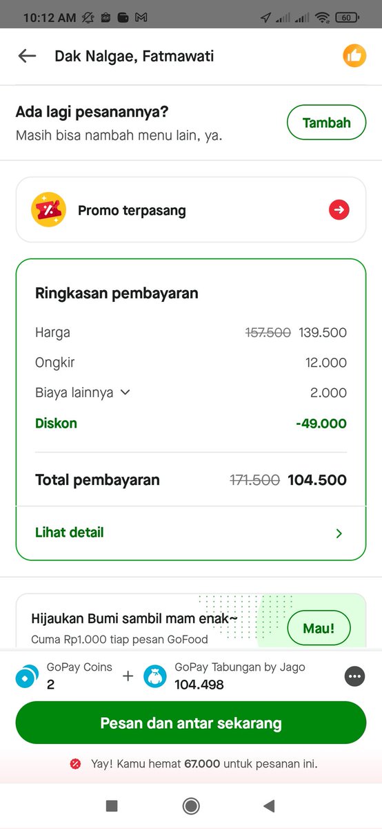 DwiPhe's tweet photo. Makanan disini enak2 semua dan harganya worth it bgt ,apalagi pakai promo GOHOLIDAY atau COBAINGOJEK buat pengguna baru. Yuk buruan order bisa lebih hemat pakai Gojek!!#PalingHematLewatGoFood #PastiAdaPromo @gofoodindonesia https://t.co/1q5BFT0HG3