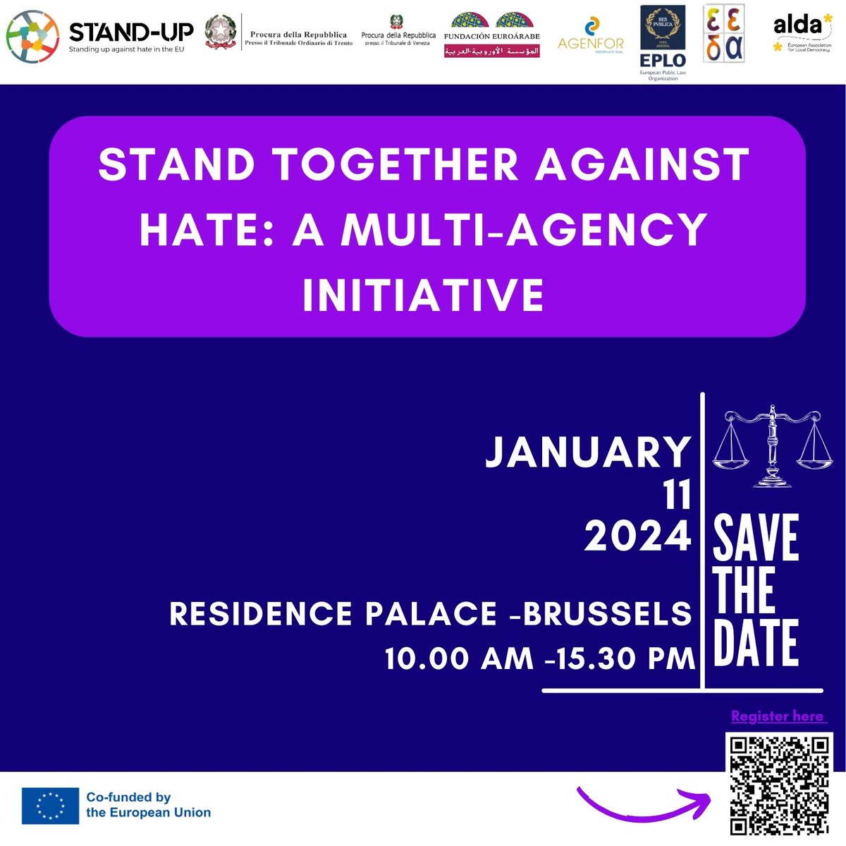 ALDAeurope's tweet photo. 📢 Join us in Brussels on January 11, 2024, for an impactful event: "Stand Together Against Hate: A Multi-Agency Initiative." 🤝  
Let's collaboratively confront hate crimes and foster inclusivity! Register now: https://t.co/KHpqW4llMF ✊ https://t.co/OA1O6d6wyh