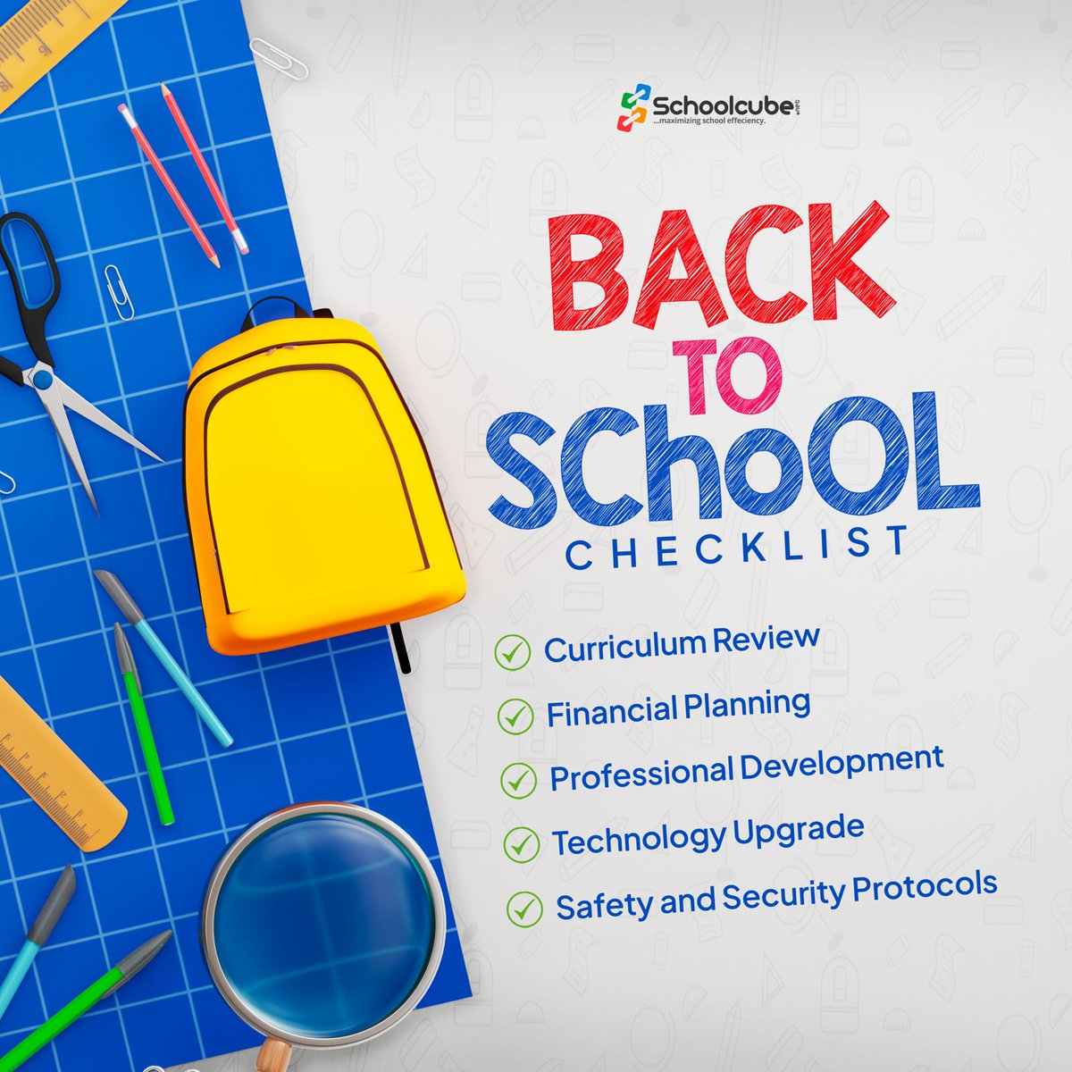 schoolcube's tweet photo. Your Ultimate Back-to-School Checklist! 👌. Ensure every detail is covered for a seamless academic journey. 

#backtoschoolsuccess #school #schoolteacher #nigerianschools #nigerianteachers #educationinnigeria #schoolmanagementsoftware #backtoschool https://t.co/URvnGyo9o8
