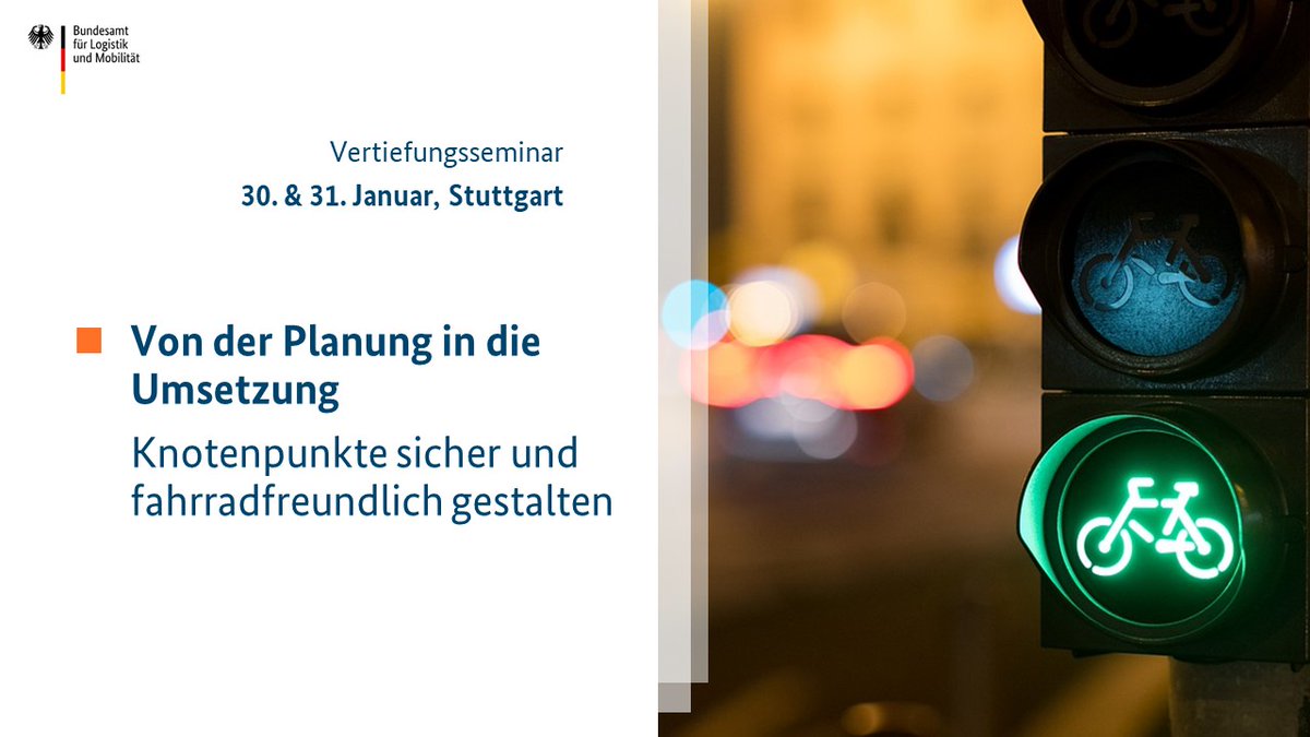 Knotenpunkte sicher und #fahrradfreundlich gestalten – wie dies gelingen kann? 🚲
➡️Vertiefungsseminar im Rahmen des #MobilitätsforumBund

Anmeldung &amp; weitere Termine: mobilitaetsforum.bund.de/DE/Fortbildung…