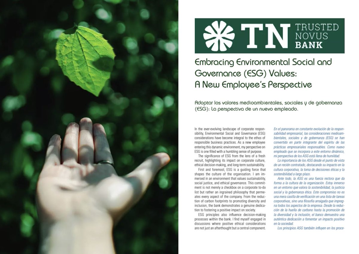 ‘I am immersed in an environment that values sustainability, social justice and ethical governance’ Melanie Anne Lett from TNB. Don’t miss this article from OTWO Magazine (page 38) about the importance of the ESG from the lens of a fresh recruit.  👉 brnw.ch/21wFUQZ