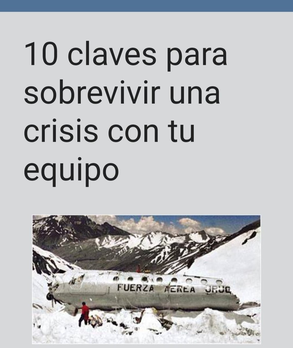 A propósito de la #SociedadDeLaNieve
Este artículo contiene las 10 claves para sobrevivir a una crisis con tu equipo. Muy bueno!!
placehunter.cl/10-claves-para…