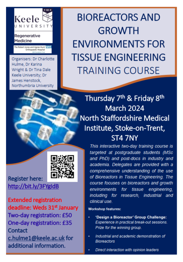 TinaPDale1's tweet photo. Registration deadline extended! If want to design or use #bioreactors for any application then sign up for our in-person #bioreactors workshop #tissueengineering
@NottmBRC @LeicResearch @CambridgeBRC @unibirmingham @UniofNottingham @InnovationMids
@lborouniversity @ucl https://t.co/e5ogkGSNPH