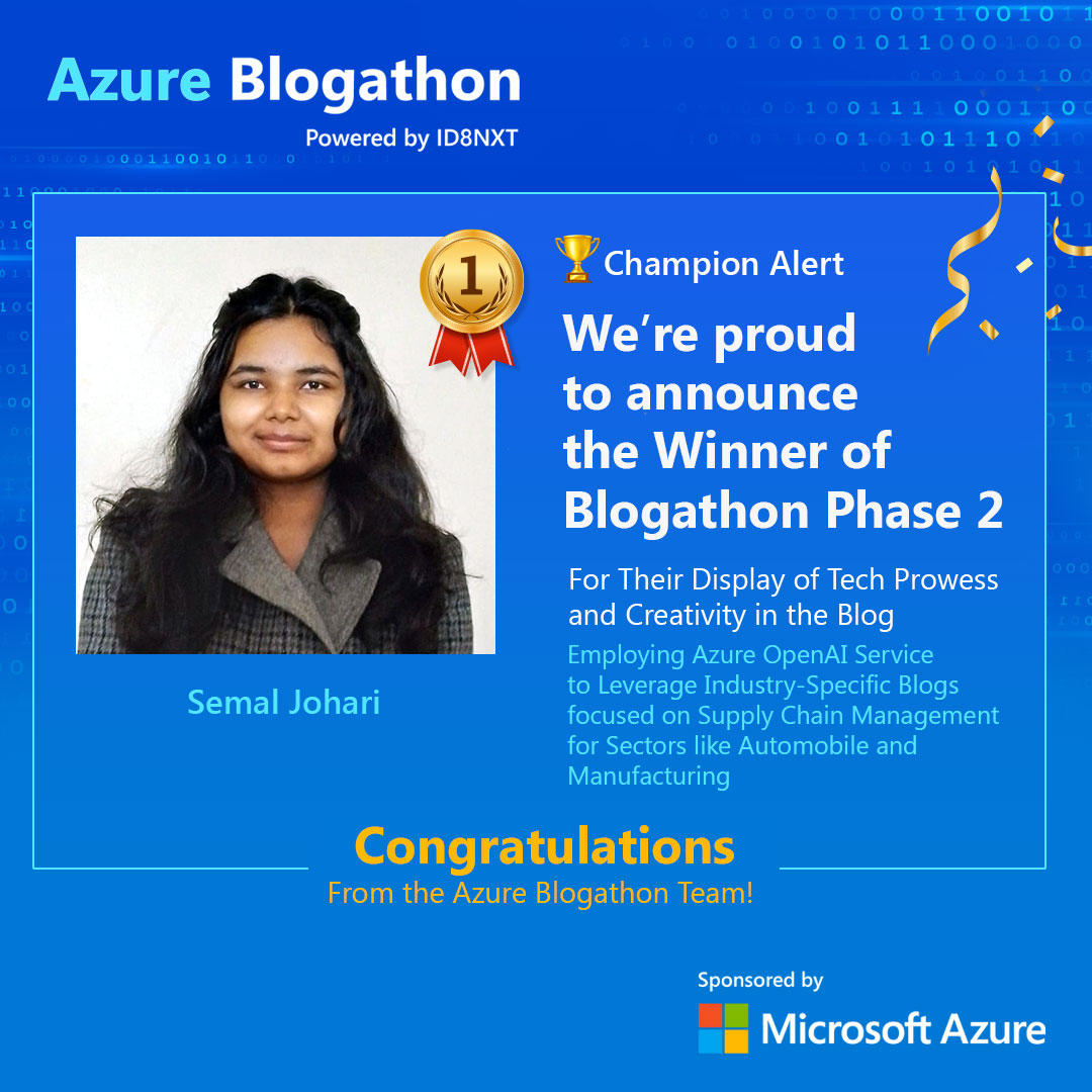 🏆 Drumroll, Please!

Unveiling the champion of Microsoft Azure Blogathon 2024! Virtual high-fives to Phase 2 minds—your creativity propels us forward! 🚀

Register: azureblogathon.com/registration!

#MicrosoftAzureBlogathon #Blogathon2024 #ChampionReveal #TechInnovation #AzureBlogathon