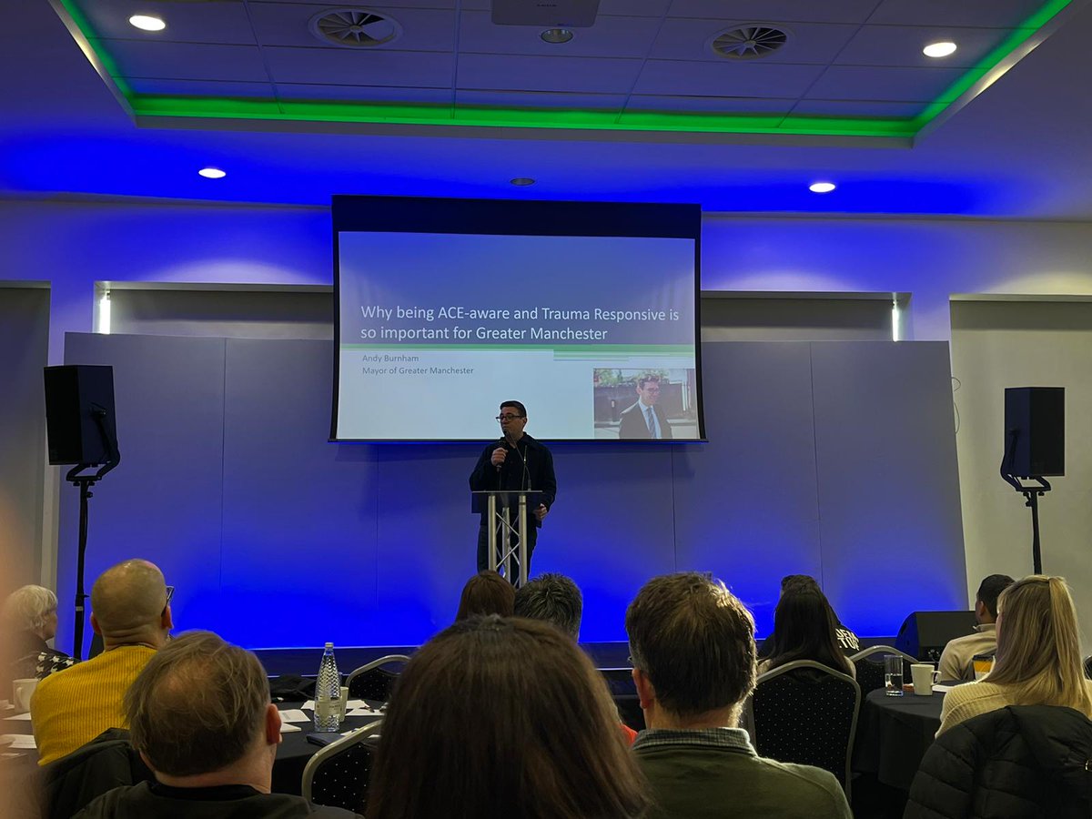 GM_VRU's tweet photo. Andy Burnham is now speaking about why being ACE aware and trauma responsive is so important for #GreaterManchester and how we will become an ACE and trauma responsive city-region. #TRGM

@mayorofgm @deputymayorofgm https://t.co/vWP9btIQj7