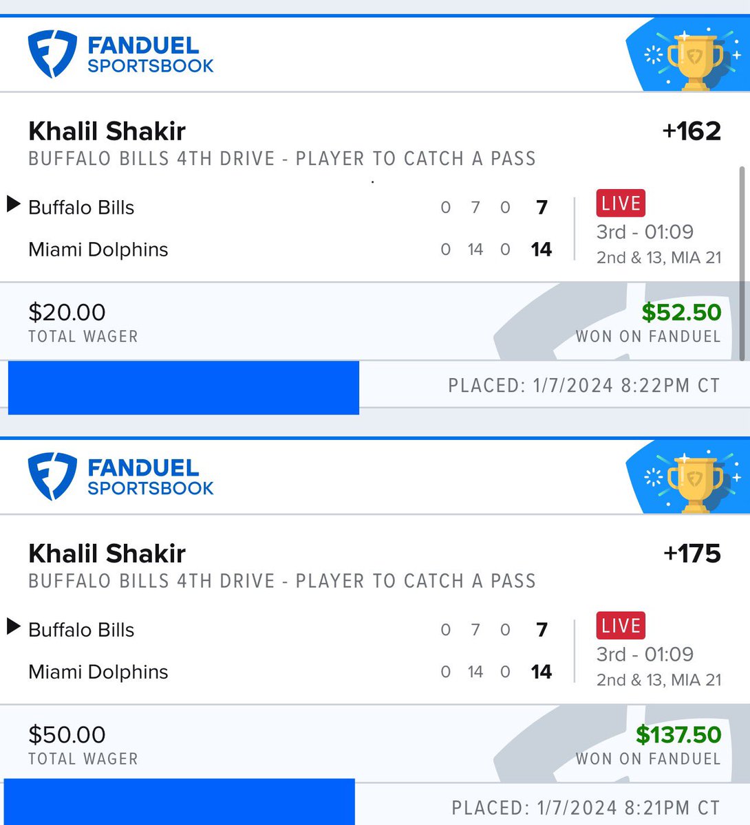 ChromeBets's tweet photo. Khalil Shakir had value the entire game with Gabe Davis sidelined and killed 🔥 #BillsMafia #GamblingX #FanDuel https://t.co/oP3iP3s6JI