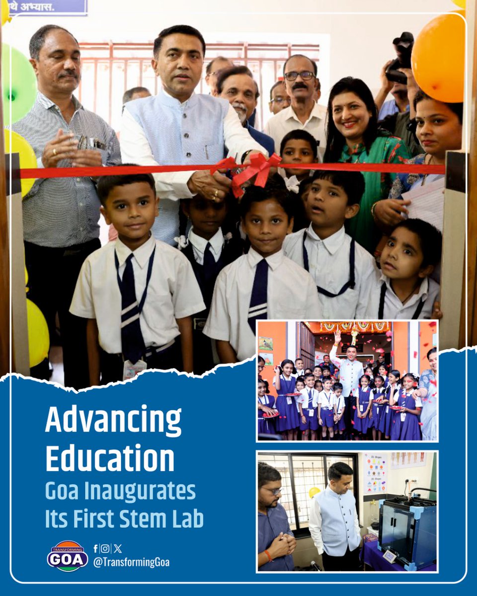 Goa Inaugurates Its First Stem Lab

#goa #GoaGovernment #TransformingGoa #facebookpost #bjym #bjymgoa 
#GoaSTEMLab #STEMeducation #InnovationInEducation #FutureOfLearning #STEMinGoa #ScienceEducation #TechnologyEducation #EngineeringEducation #MathEducation #STEMlabOpening