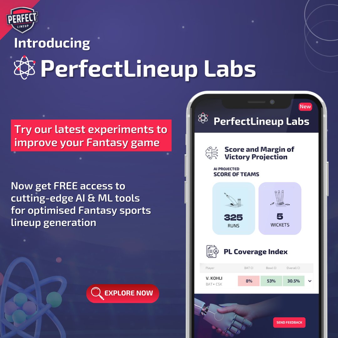 perfectlineup11's tweet photo. Introducing The Perfect Lineup Labs : Now prediction made easy with The Perfect Lineup, Who will win the match? What will be the highest score?
Explore the amazing tools like: https://t.co/rBvVr36X5W
#perfectlineup #newfeature #matchprediction #PLLab https://t.co/D1loW8w6T1