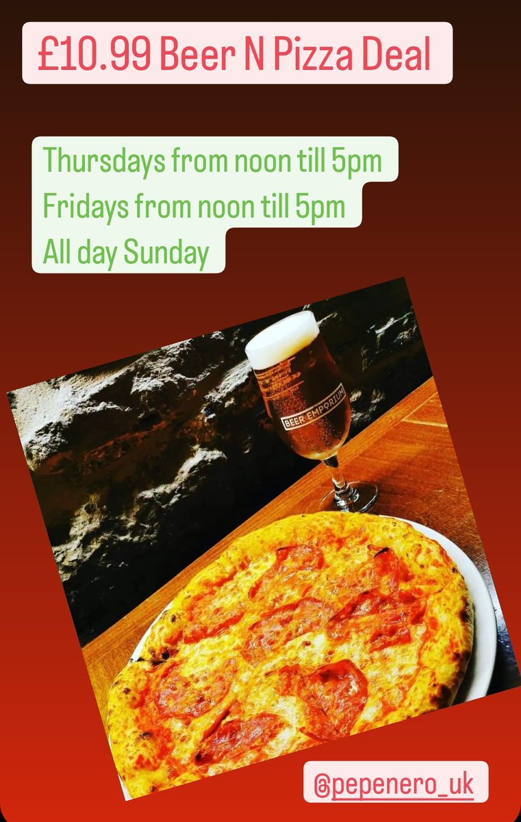***£10.99 Beer N Pizza Deal***

@pepenero_uk #welovebeer #welovepizza #lunchdeal #kingstpizza