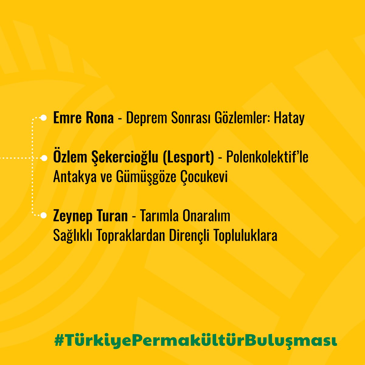 20 Ocak 2024, Cumartesi, Postane İstanbul’daki “Dayanıklı Kentler” temalı Türkiye #Permakültür Buluşmasına tüm PDC mezunlarımız davetlidir. Katılım için linkteki formu doldurmayı unutmayınız!

docs.google.com/forms/d/e/1FAI…

Mekan kullanımı için <a href="/postaneistanbul/">POSTANE</a> ’a teşekkürlerimizle.