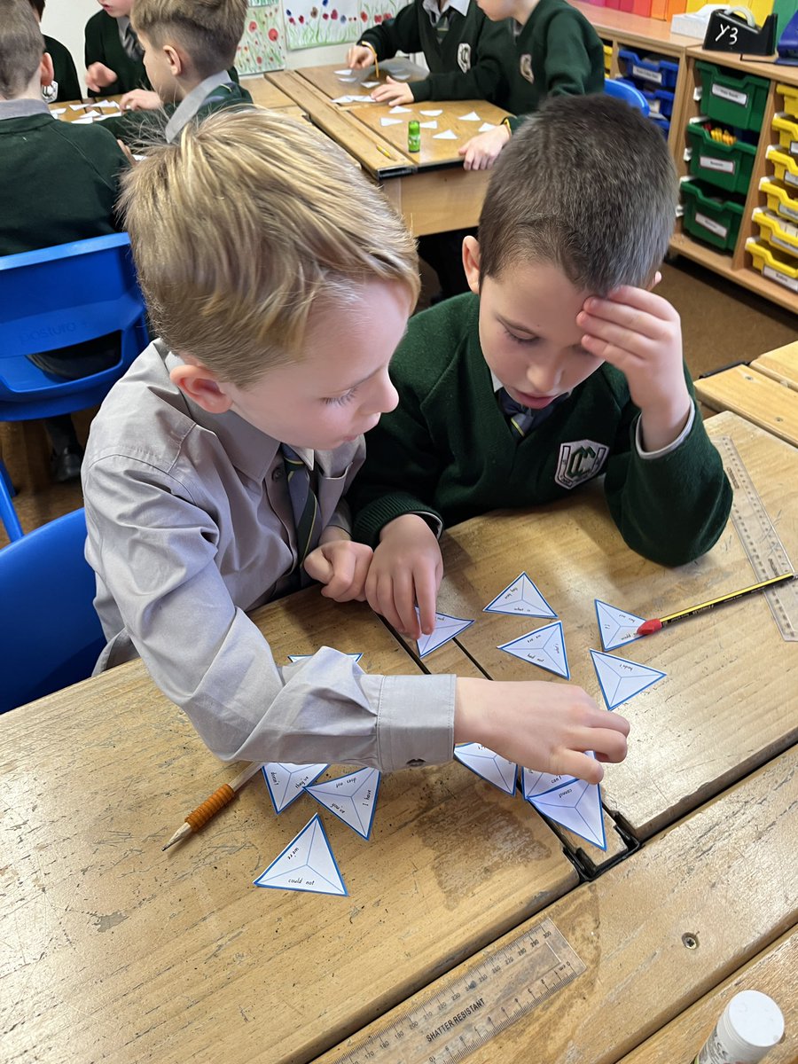 CCJuniorY3's tweet photo. Year 3 were #CCProblemSolvers in their English lesson today solving a ‘contractions’ tarsia jigsaw. #CCEnglish https://t.co/y8aoHZvAn2