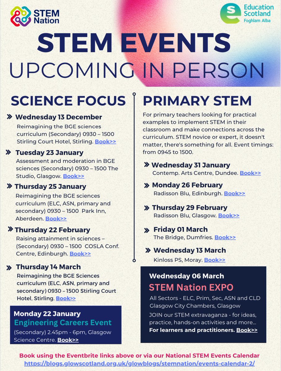 GillNeesonSTEM's tweet photo. Have you registered for the @STEMedscot FREE face to face primary and secondary events? If not, why not 🤷🏻‍♀️with a variety of topics and practical examples delivered at venues across the country, what’s not to love? @RaiseScotland https://t.co/j6DclEtCM6