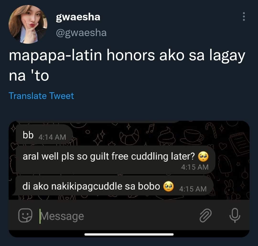raraspov's tweet photo. ganto po sanang motivation for this sem 😆 https://t.co/8V79NYDAud