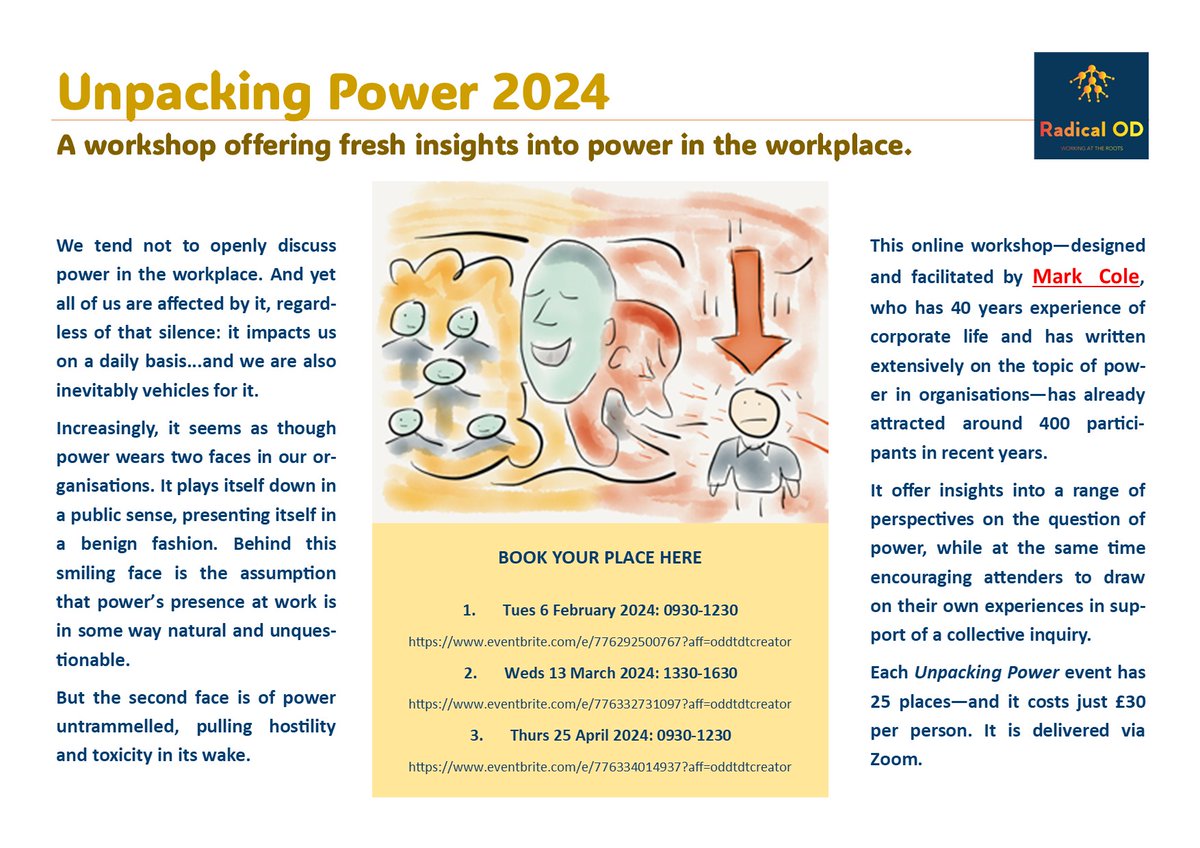 We rarely speak about power in the workplace, despite this being a realm where its presence is profoundly felt. These sessions offer insight into ways of thinking about power in this context and space for us to consider our individual and collective experience of it.
