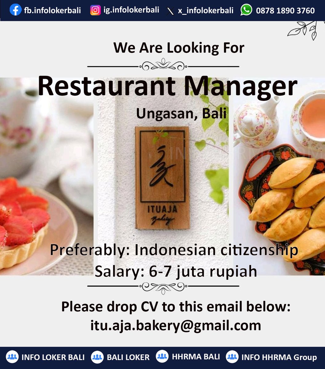 balilokers's tweet photo. Restaurant Manager
Ungasan, Bali

Responsibilities:
-Coordinate daily Front of the House and Back of the House restaurant operations.
-Respond efficiently and accurately to customer complaints.
-Regularly review product quality and research new vendors. https://t.co/HA0qUktucz