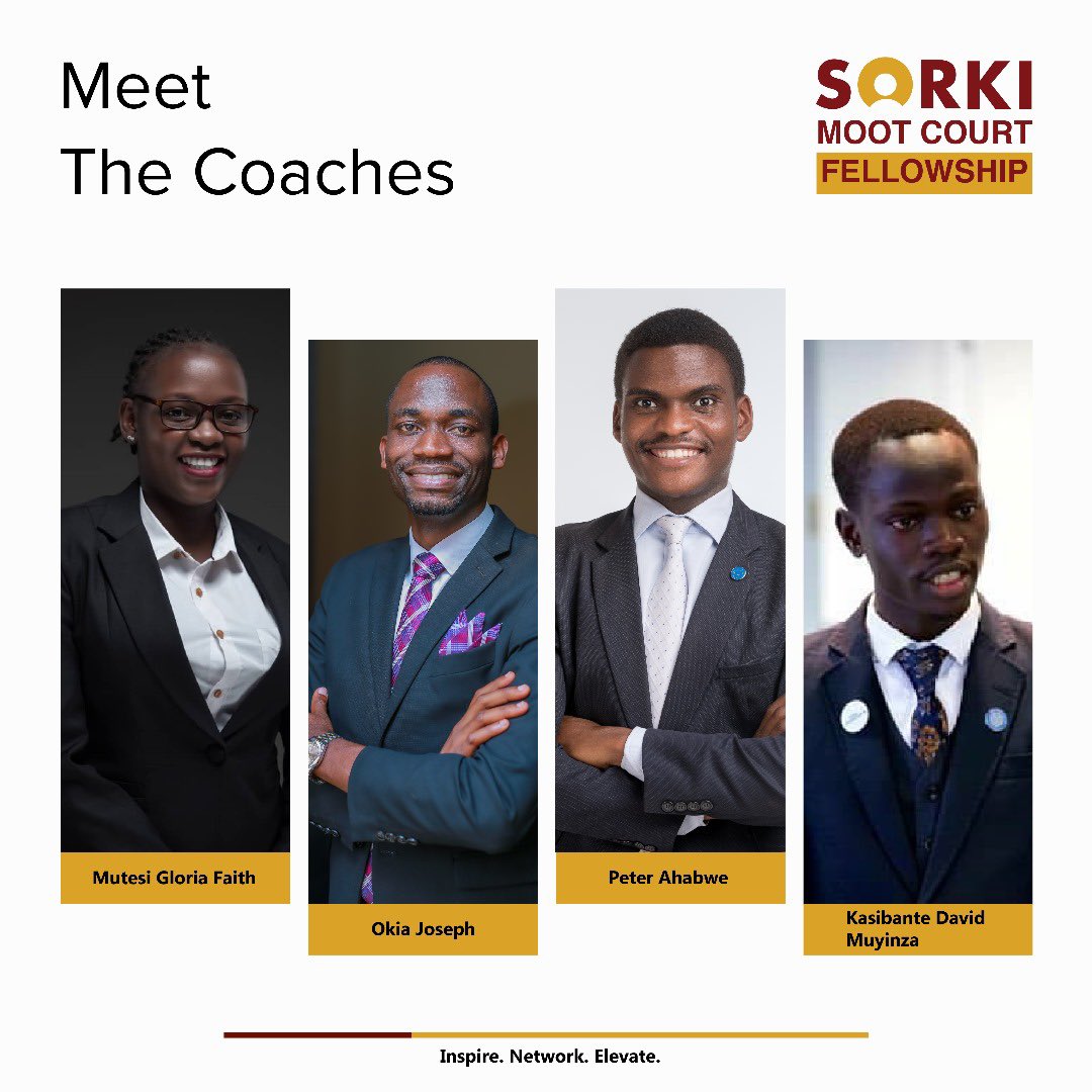 We introduce our esteemed #SMCF coaches. From guiding the fellows through memorial writing to making oral submissions, they have held fort. 

You will be meeting them individually in a bit. STAY TUNED! #MeetTheCoaches  <a href="/ThandoKasibante/">Thandokuhle Ukuthula-Mandla Kasibante Muyinza</a> <a href="/P_Ahabwe/">Peter Ahabwe</a> <a href="/gloriamutesi5/">Gloria Mutesi</a> <a href="/okia_joseph/">Okia Joseph</a>
