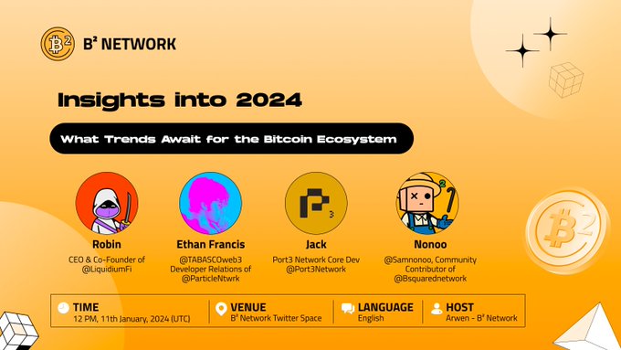 ama_tracker's tweet photo. 🚀Join AMA session from @BsquaredNetwork with @LiquidiumFi and @ethanfr!
#BsquaredNetwork is Bitcoin Layer-2 Network.
#LiquidiumFi is Ordinal lending on Layer 1.
#TABASCOweb3 is Developer Relations at @ParticleNtwrk, accelerating Web3 adoption through an intent-centric, modular access layer of Web3.
🗓 Jan 11, 12 PM UTC
🎙️ https://t.co/Y0UbrqYMc7
#AmaTracker