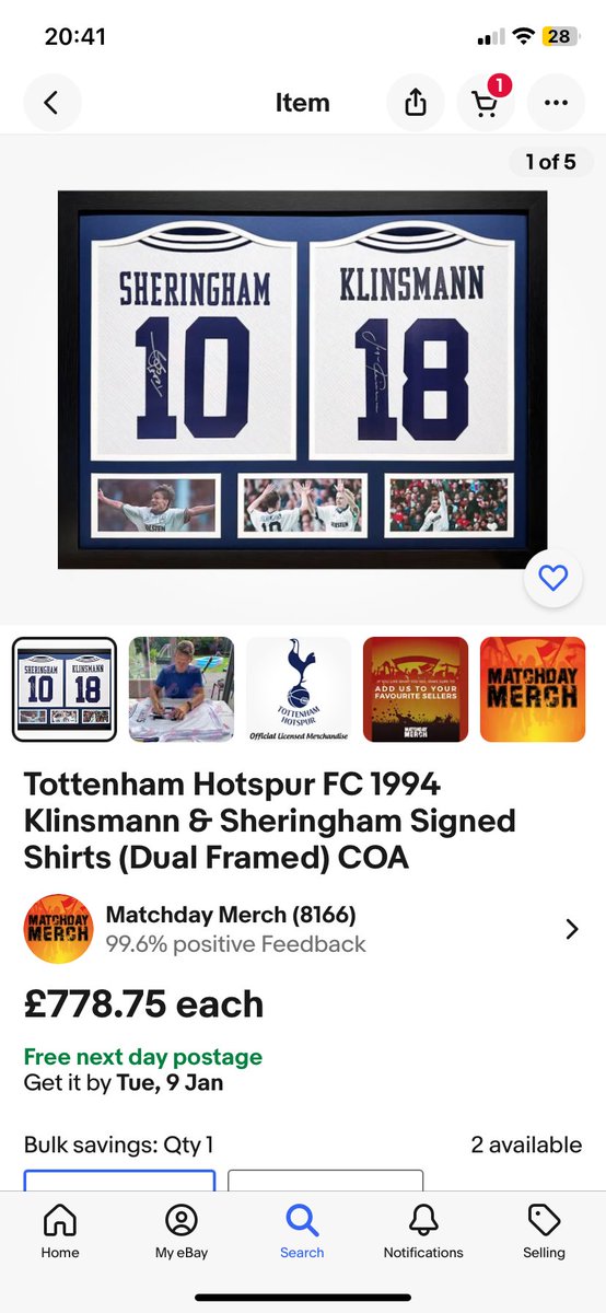 Something for every budget Have a look at our newest item, up for sale for just £500 It’s our most expensive piece but as you can see, available much cheaper than other retailers online We have items from just £2 upwards, so come visit our website No1-THFC-Memorabilia.co.uk