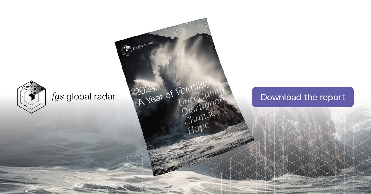 2024 is set to be a challenging year for business. The #FGSRadar outlines the challenges & opportunities for businesses in 2024 across: political risk, geopolitics, the economy, AI, purpose & office culture, & climate change. Download the report here: eu1.hubs.ly/H06VpFW0