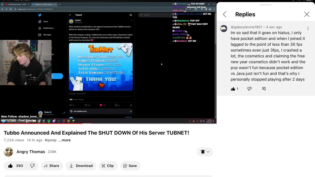 GalaxyLuna6's tweet photo. @TubNet I just saw this video and that’s how I found out.
i wanted to share the comment I left under the video here aswell in hopes you see it.
this is my personal experience with what went wrong with TubNet.when it was announced this was gonna be a crossplay server I was very exited- https://t.co/8ccGApYt5v