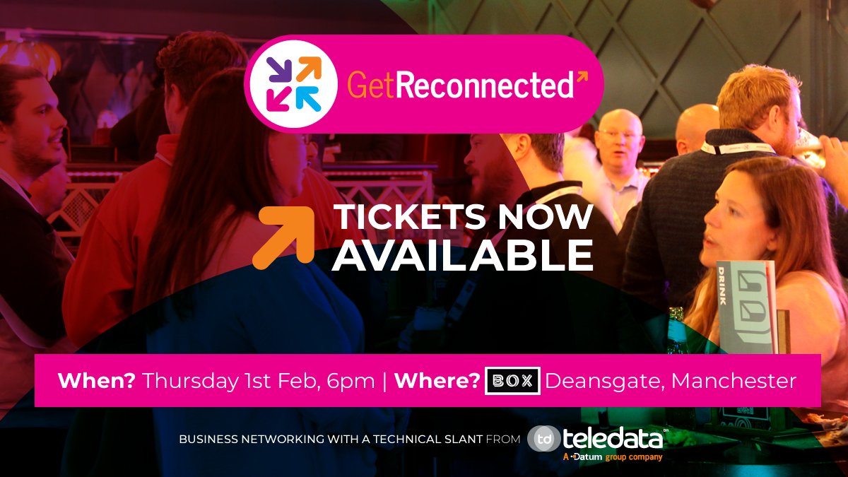 teledatauk's tweet photo. Our next business tech networking event - Get Reconnected - will take place;

📅 Thursday 1st February 2024
🕕 6pm - 10pm
📌 Box Deansgate, Manchester

🍻 We'll provide the food and drink, all you need to do is register ⬇
https://t.co/OJBVrsdReh https://t.co/RZ0rmZYUu2
