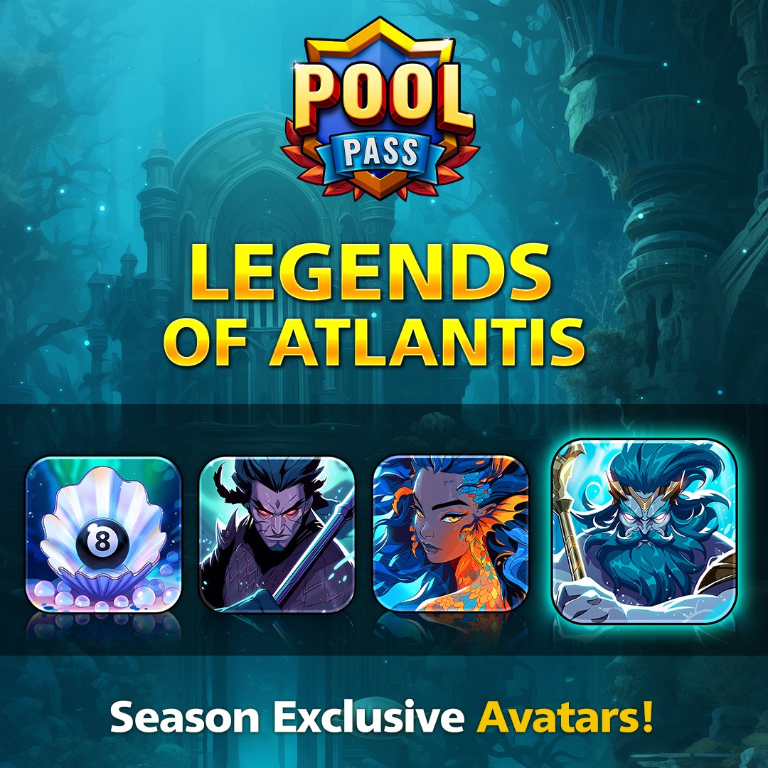 8ballpool's tweet photo. Which stunning Avatars have you unlocked from the #LegendsOfAtlantis #PoolPass? 🔱 🎱

Hit the tables TODAY to rack up these exclusive rewards &amp; MORE! 🎁

Get yours » https://t.co/PmOcNOU9l0

#8BallPool https://t.co/zJ3OKTKdPm