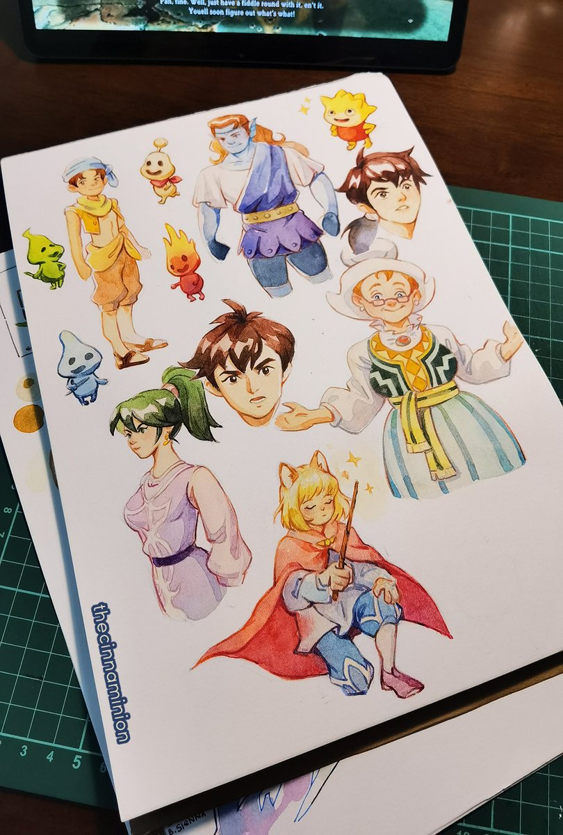Some watercolour sketches I did last year while roaming around the fantastic world of Ni No Kuni 2 - one of my favourite games! I was trying out some new techniques and am pleased with how well it turned out! #ninokuni