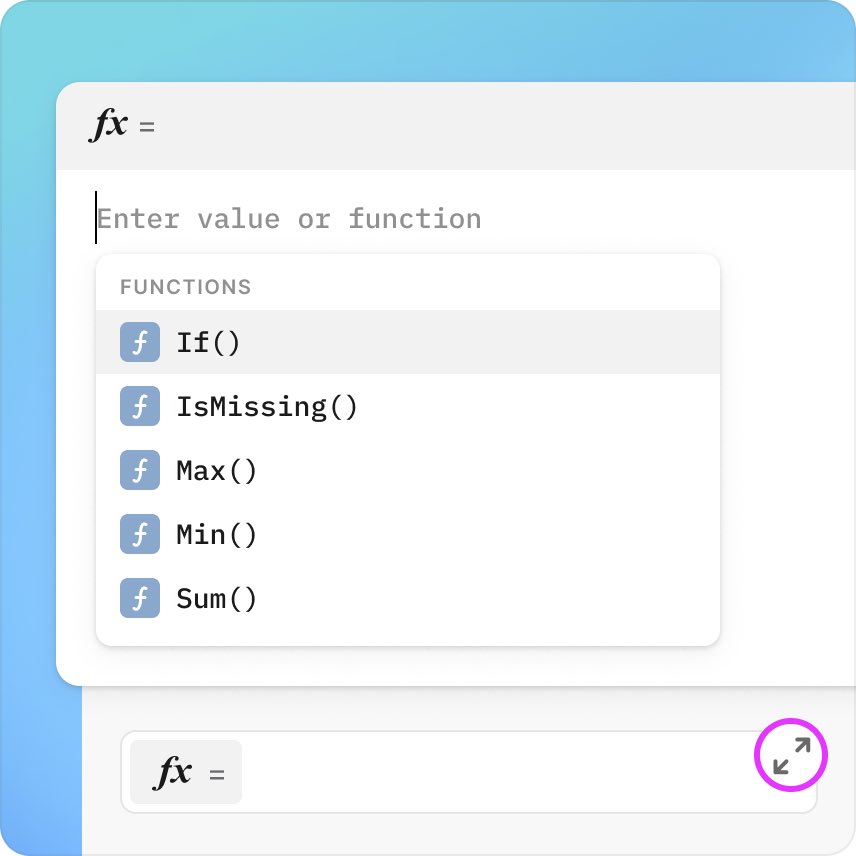Tabulaio's tweet photo. Tabula updates: 👩‍💻#Expressioneditor popup 
If you input numerous expressions, expand the editor to open a popup for a clearer view of all the applied formulas https://t.co/d4OfkZhFrz