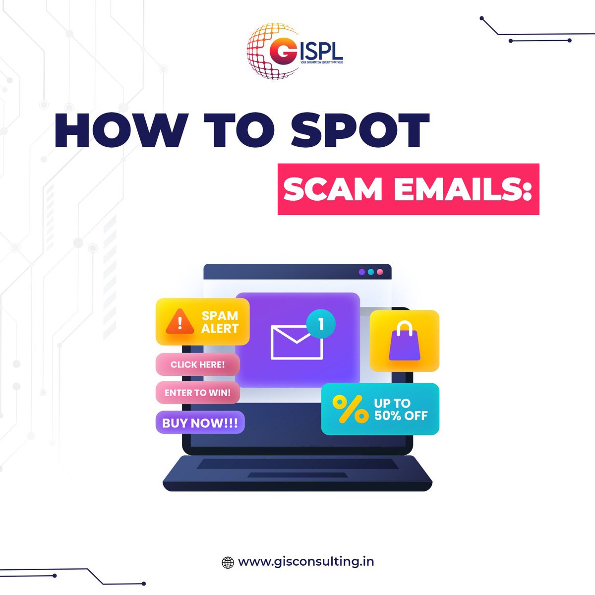 gispl_security's tweet photo. Stay alert, stay safe! Scammers are getting smarter every day. Learn how to identify phishing emails and safeguard your personal information. #GISPL #cybersecurity #phishing https://t.co/0TC7s5EuqN