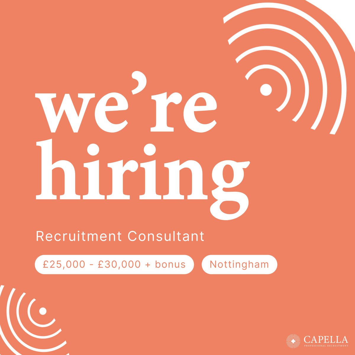 Capella_Professional (@capellanotts) on Twitter photo We're looking for a Recruitment Consultant to join our Nottingham branch!
After doubling our figures last year, we're looking for someone to keep our momentum going.
Chat with our team to fnd out more πΒ 01158 963663 or email your CV direct to π§Β info@capellaprofessional.com We're looking for a Recruitment Consultant to join our Nottingham branch!
After doubling our figures last year, we're looking for someone to keep our momentum going.
Chat with our team to fnd out more πΒ 01158 963663 or email your CV direct to π§Β info@capellaprofessional.com