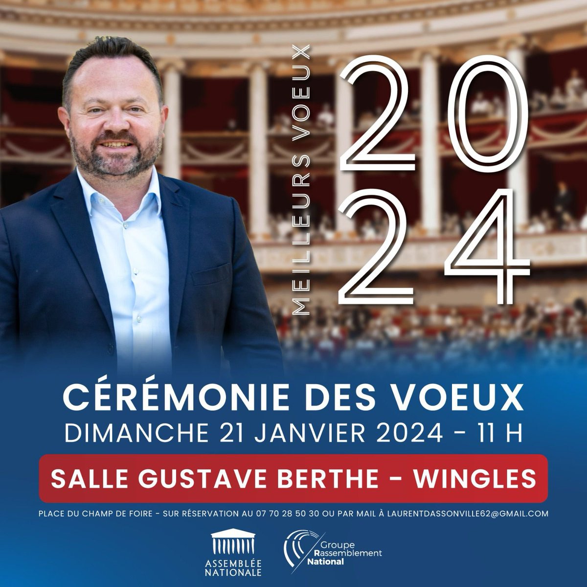 BrunoBilde's tweet photo. 🎇🇫🇷 Chers amis, j’ai le plaisir de vous inviter à la présentation de mes vœux, le dimanche 21 janvier à 11h à #Wingles - salle Gustave Berthe, Place du Champ de foire ! https://t.co/HPTcgfofEo