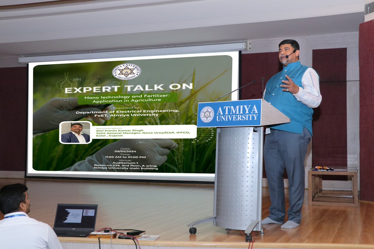 pksingh_iffco's tweet photo. I would like to extend my heartfelt gratitude to Vice Chancellor,  Atmiya University, Rajkot  Dr. Shiv K. Tripathi providing me with the opportunity to share insights about the groundbreaking Nano Urea and Nano Dap, the world's first nano-technology-based fertilizer, and its profound benefits for farmers during our discussion.
@AtmiyaUni  @VC_Atmiya @IFFCO_PR