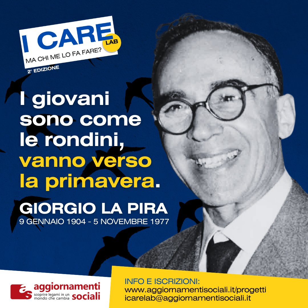aggsoc's tweet photo. "Spes contra spem". Il motto che ha guidato la vita di impegno per la #pace e per gli altri di Giorgio #LaPira, "Sindaco Santo" di Firenze nato 120 anni fa.
La sua storia ispira anche #ICareLab, la nostra proposta di formazione sociopolitica: https://t.co/tabuT92dOB
#9gennaio https://t.co/hVNKEwvT2s
