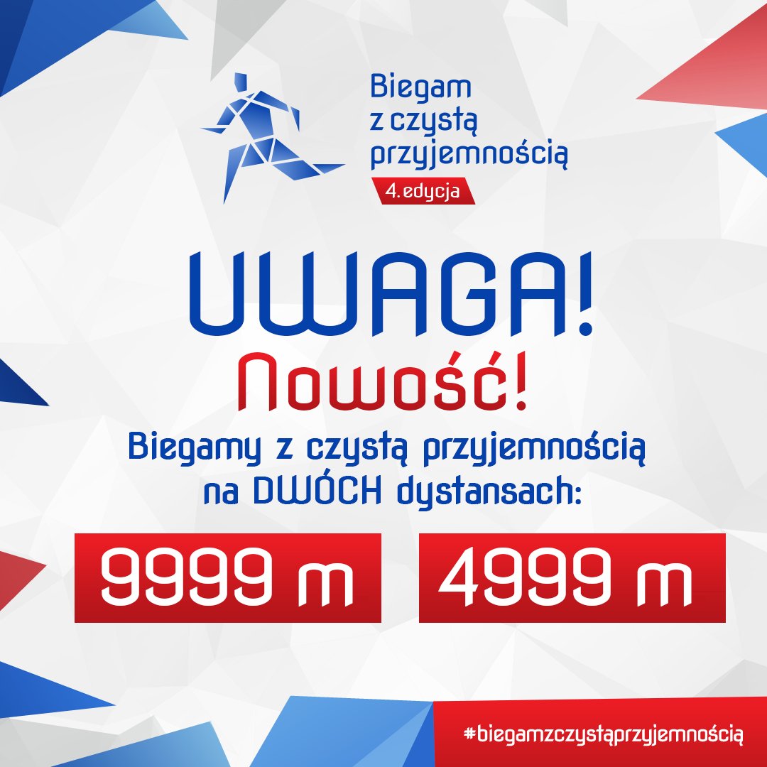 ❤️Obiecaliśmy niespodzianki, no to są! Pierwsza z nich dotyczy dystansów w tegorocznej edycji #biegamzczystąprzyjemnością 

👉Do wyboru: 9999 metrów i 4999 metrów 
 
Liczymy, że dzięki dodatkowej opcji jeszcze więcej z Was wystartuje w naszym biegu😍