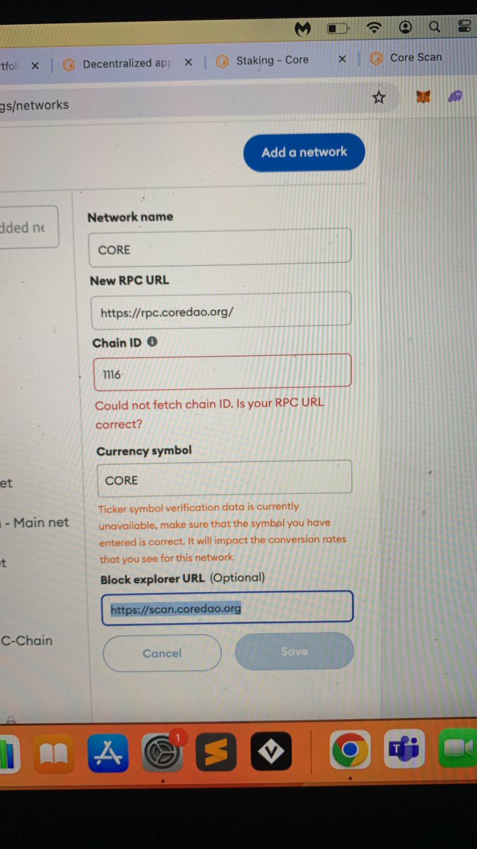 PakhanBlant's tweet photo. @Coredao_Org Can’t fetch the chain id, any help? https://t.co/bYxQWVY0Tf