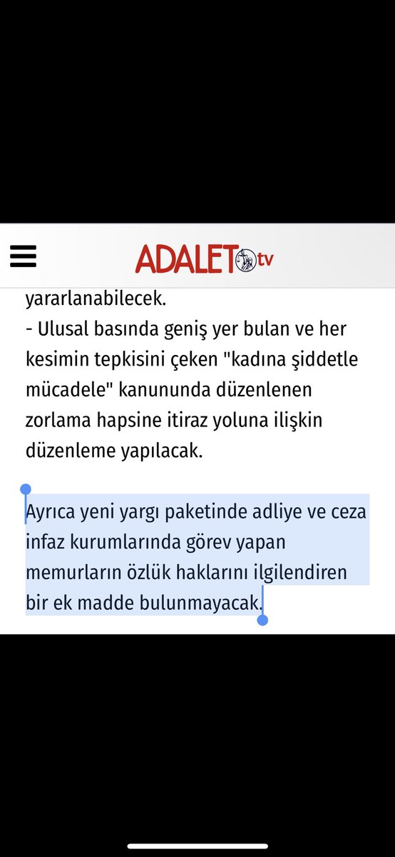 Yeni yargı paketinin detaylarının anlatıldığı haberin sonundaki bilgilendirme notu güldürdü. Korkmayın, beklemiyoruz zaten. 

<a href="/BuroMemurSen_/">Büro Memur-Sen</a> <a href="/MemurSenKonf/">Memur-Sen</a> <a href="/_aliyalcin_/">Ali YALÇIN</a> <a href="/yusufyazgan37/">Yusuf YAZGAN</a> <a href="/adalet_bakanlik/">T.C. Adalet Bakanlığı</a> <a href="/yilmaztunc/">Yılmaz TUNÇ</a>