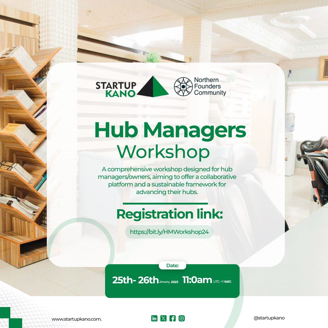 Get ready for the Hub Managers Workshop. This is where innovation and strategic expertise come together to transform hub management.

This workshop isn't just a game-changer; it could turn your hub into an Energy Hub. Join through link below:

bit.ly/HMWorkshop24
@StartupKano