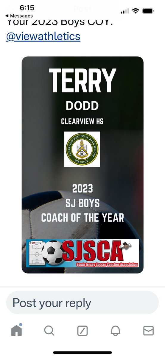 Congratulations to Coach Terry on being selected as the 2023 SJSCA Boys’ Soccer Coach of the Year! Well deserved recognition Coach! We are extremely proud &amp; honored to have you leading our Program!! GO VIEW!!!