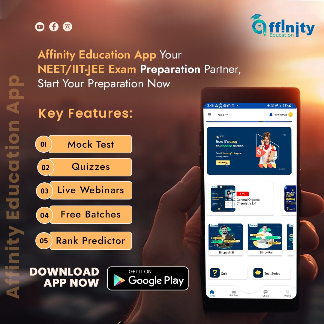 Supercharge your NEET/IIT-JEE prep with Affinity Education App! 📚 Unlock success with our comprehensive exam preparation tools.

#AffinityEducation #NEETPrep #IITJEE2024 #AffinityEducationApp