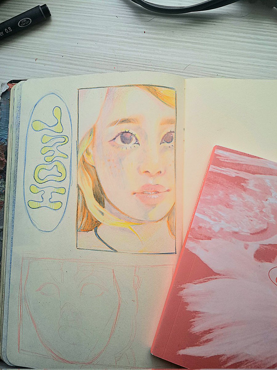 ItsJustCAPtian's tweet photo. Wip in my sketchbook. A few days ago I bought the new CHUU album "Howl" and I'm in love with everything about in 😭😭

#CHUU #chuuhowl #howl #underwater #mypalace #aliens #hitchhiker #chuukpop #kpop #solist @chuu_atrp https://t.co/ADuA85Rvjk