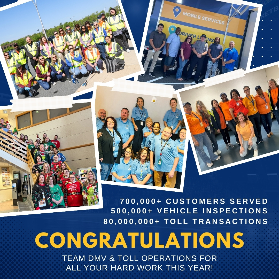 DelawareDMV's tweet photo. What a busy year for the DMV & Toll Operations team. 500,000+ vehicle inspections. 700,000+ customers served in-person. 80,000,000+ toll transactions processed. Thanks for all your hard work and dedication. #TeamDMV #TeamDMVTolls https://t.co/FSka3XMOVe
