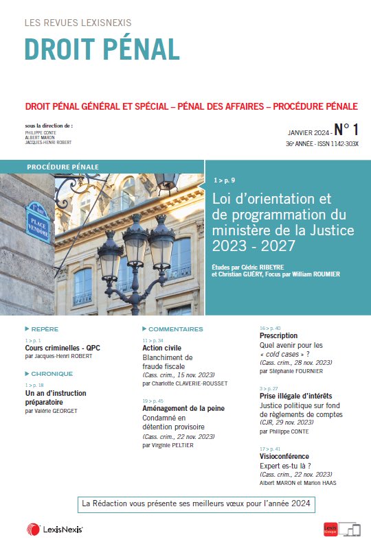 Dr_penal's tweet photo. Au sommaire de @Dr_penal N° 1 en ligne sur #Lexis360 et #lexisKiosque
📌 Loi de programmation du 20 nov. 2023
📌 Nouveau délit de facilitation de la fraude fiscale
📌 Cours criminelles (QPC)
📌 Prise illégale d’intérêts (CJR)
📌 Instruction Bonne année 2024 à nos lecteurs ! https://t.co/urRxKpulfx