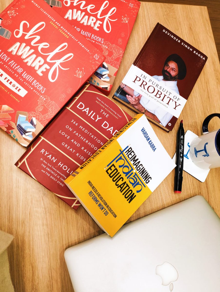My 2024 reading list, curated by amazing friends! 📚 Thanks to <a href="/VRFerose/">Ferose V R</a> for 'Shelf Aware,' <a href="/MyGoodSchool/">Sandeep Dutt</a> for 'The Daily Dad,' <a href="/VardanKabra/">Vardan Kabra</a> for 'Reimagining Education,' and <a href="/kavita_bagga/">Kavita Bagga</a> for 'In Pursuit of Probity.' Blessed with such friends who fill my bookshelf.