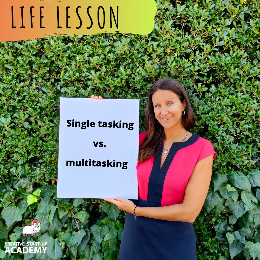 I used to be the queen of mulitasking until I realised that it wasn't the most productive way to get things done. If you focus 100% on one task, you will be able to work quicker. The result will be better than if you completed it with other projects. Try single-tasking.