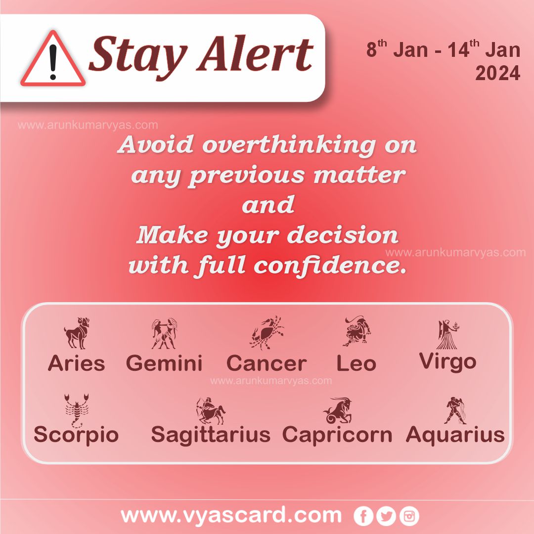Arunastrology's tweet photo. Stay alert🔔
.
.
.
#aries #gemini #cancer #leo #virgo #scorpio #sagittarius #capricorn #aquarius #arunkumarvyas #vyascard #vyascard2023 #stayalert #alert #overthinking #confidence #decision #previous #astrologysigns #astrologyfacts #astrologyreading #astrologylover #astrologyblog https://t.co/xMhoBeo2cA