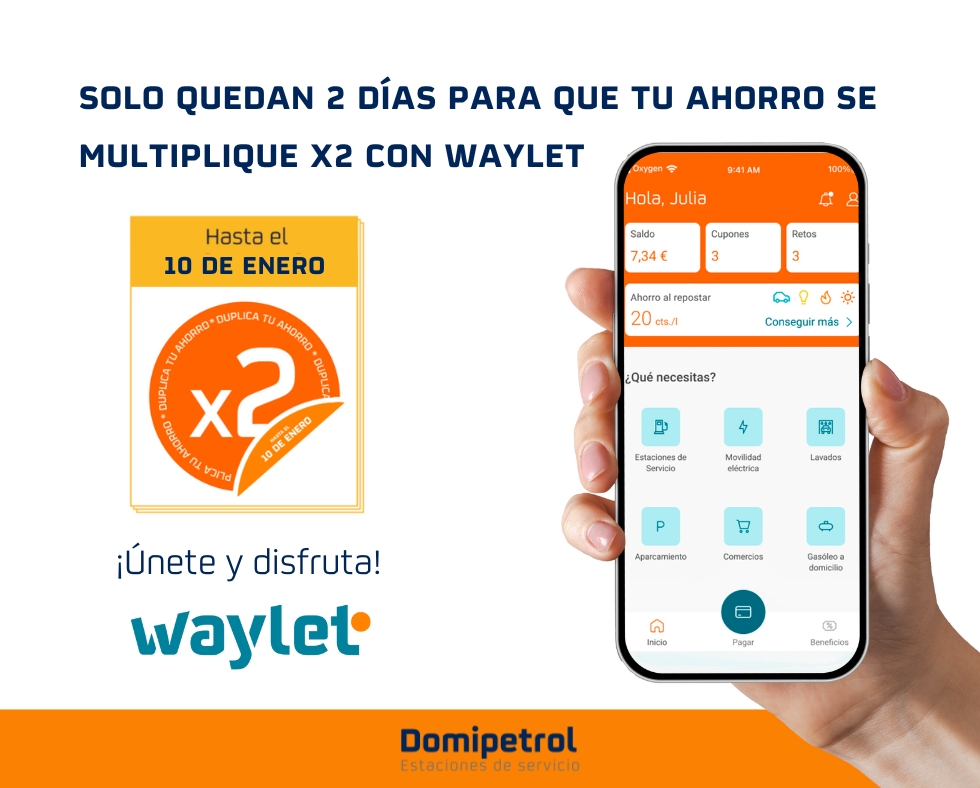 ¡Solo quedan dos días para multiplicar tus ahorros con Waylet! 🌟 Aprovecha al máximo y disfruta de beneficios exclusivos en cada compra. ¿Listo para transformar tus gastos en oportunidades de ahorro? 🛍️💰 ¡Activa Waylet ahora y sácale el máximo provecho a tus compras! 📲✨