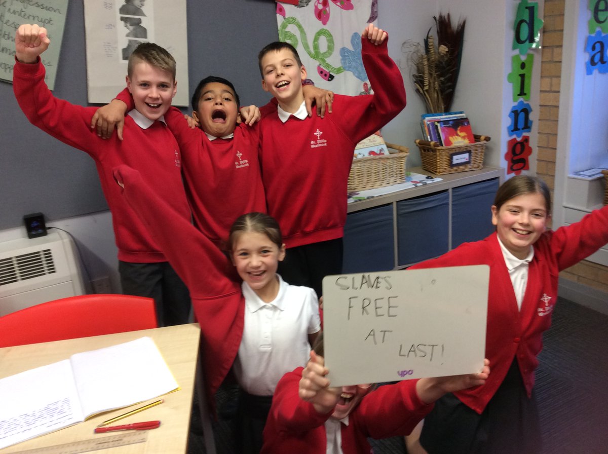 StPhilipsY6A's tweet photo. In RE, we're learning about significant events.  We discussed significant events from history and then we created freeze frames to celebrate these events: Barak Obama becoming president; women's right to vote; the end of WWI &amp; the abolition of slavery @StPhilipCEAP #teamstphilips https://t.co/aWkJvS50iU