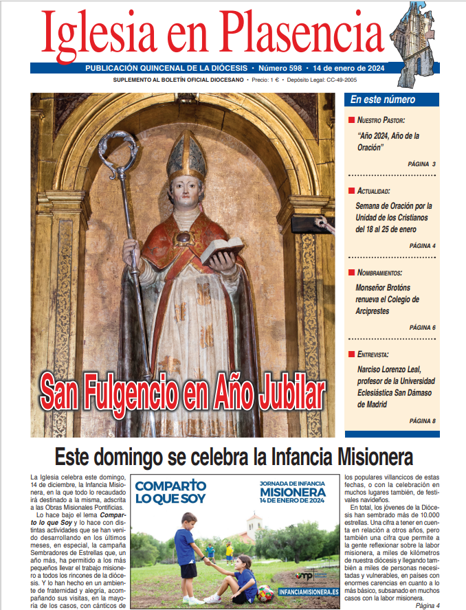 El primer 𝐈𝐠𝐥𝐞𝐬𝐢𝐚 𝐞𝐧 𝐏𝐥𝐚𝐬𝐞𝐧𝐜𝐢𝐚 del curso ya está en tu parroquia y en la web diocesana. Con los actos previstos para la celebración de la festividad de San Fulgencio, patrón de la Diócesis y de la ciudad de Plasencia.

👉bit.ly/IPLA_598